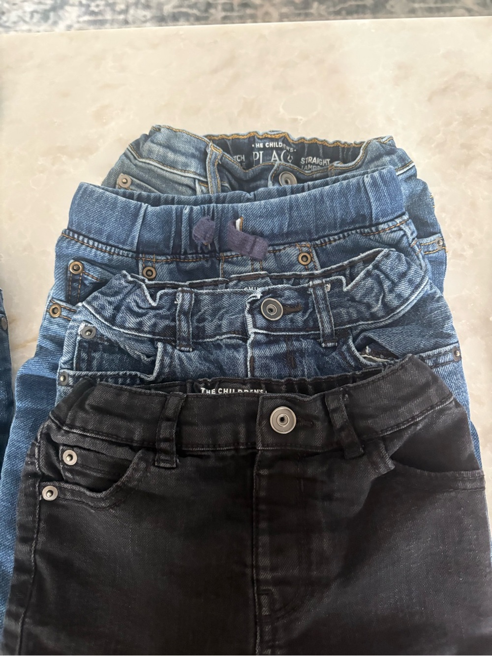 The Children's Place Blue Denim & Black Pull-On Jeans Set